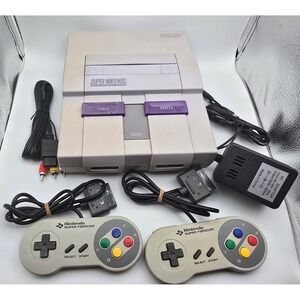 Super Nintendo SNS-001 Console System Bundle Tested Power Cord 2 Controllers